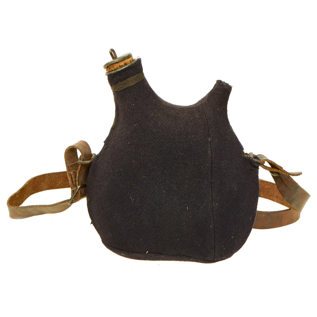 Original French WWI / Early WWII Model 1877 Canteen in Dark Blue with Shoulder Strap - Bidon Original Items