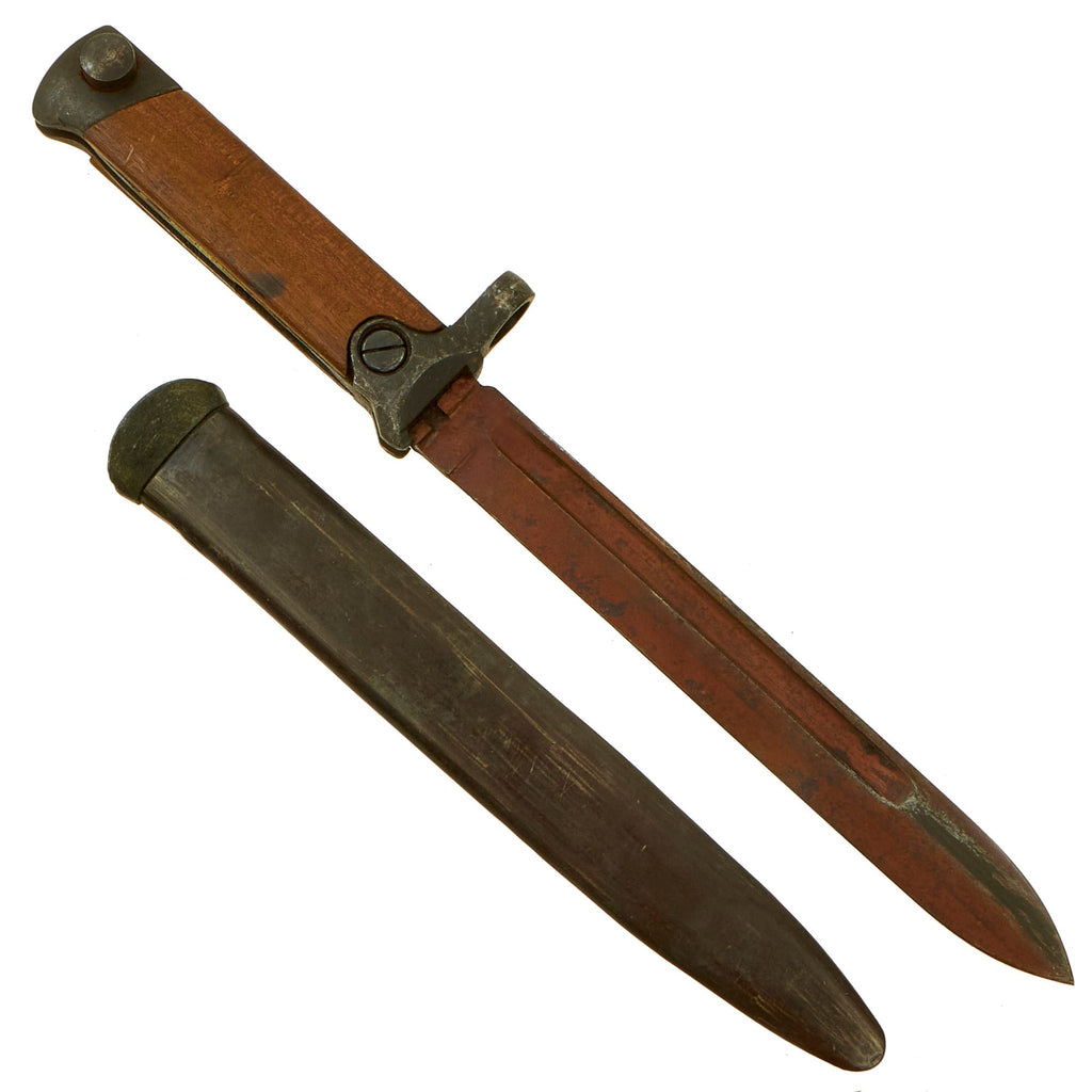 Original Italian WWII M1938 Mannlicher Carcano Short Rifle Folding Bayonet with Scabbard Original Items