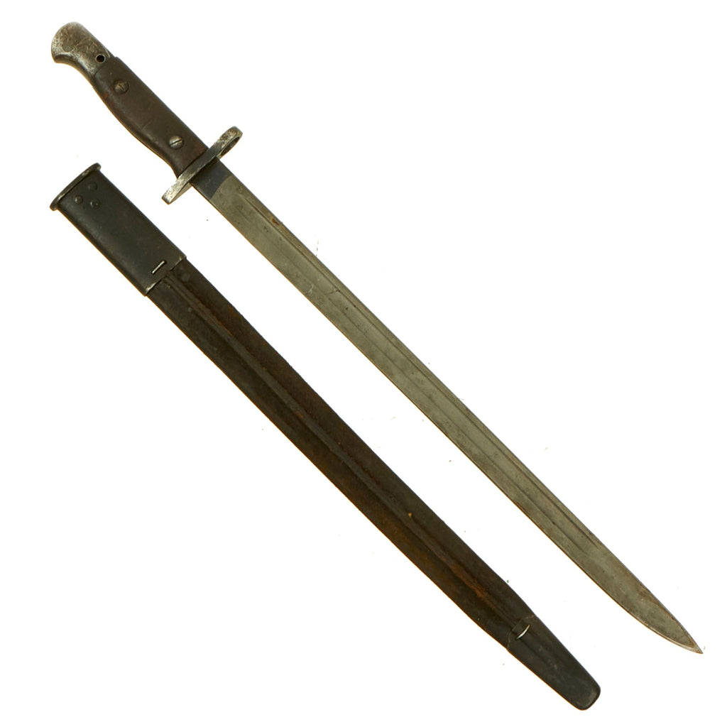Original British WWI P-1907 Enfield Bayonet by SANDERSON with No. I Mk. II Scabbard - Dated 1916 Original Items