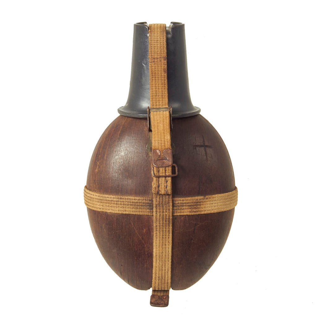Original German WWII Afrikakorps Coconut Canteen With Bakelite Cup by Heinrich Ritter and Harness - 1942 Dated Original Items