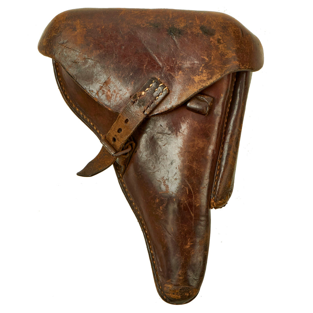 Original German WWI P08 Luger Brown Leather Holster by Sattlervereinigung of Strassburg - dated 1916 Original Items