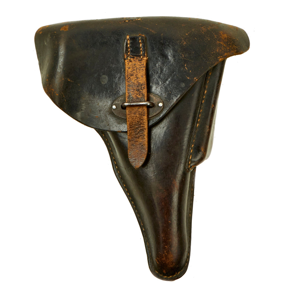 Original German WWII 1943 dated Walther P38 Black Hardshell Holster by Moll Lederwarenfabrik Original Items
