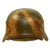 Original German WWII Luftwaffe M35 Double Decal "Normandy" Camouflage Steel Helmet with 57cm Liner & Chinstrap - marked ET64 Original Items