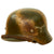 Original German WWII Luftwaffe M35 Double Decal "Normandy" Camouflage Steel Helmet with 57cm Liner & Chinstrap - marked ET64 Original Items