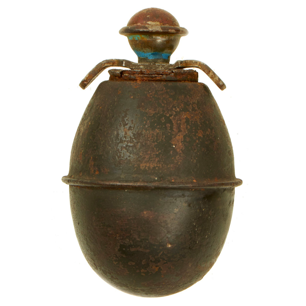 Original German WWII Model 39 Egg Hand Grenade Dated 1944 with Original 1942 Dated Fuze & Wings - Inert Eierhandgranate Original Items