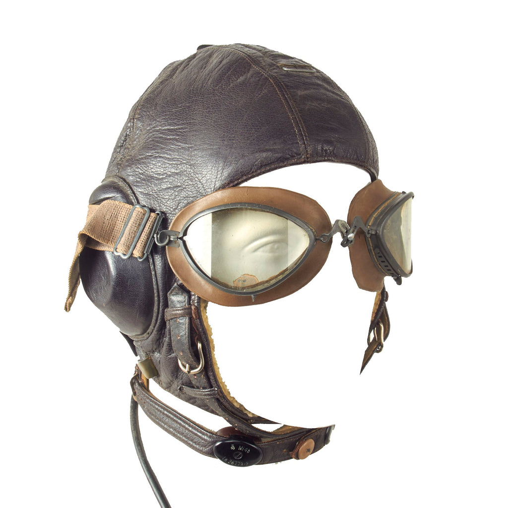 Original German WWII Luftwaffe LKpW101 Winter Flying Helmet by Siemens With Goggles Original Items