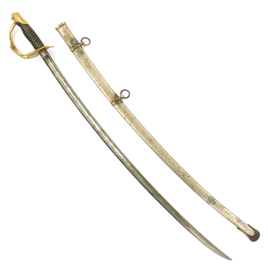 Original U.S. Civil War M-1860 Light Cavalry Saber by Mansfield and Lamb with Nickel-Plated Scabbard - Dated 1864 Original Items