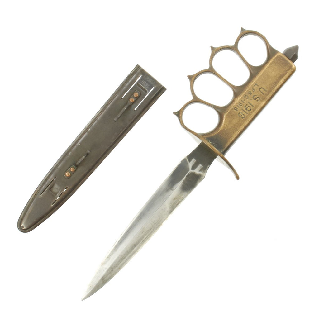 Original U.S. WWI Model 1918 Mark I Trench Knife by L. F. & C. with Steel Scabbard Original Items