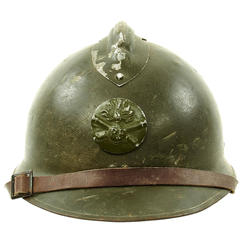 Original WWII French M1926 Adrian Artillery Helmet - Olive Green Original Items