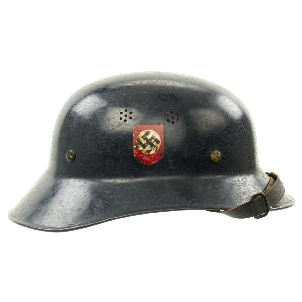 Original German WWII Early Luftschutz Gladiator Steel Helmet Converted to Civic Police Issue Original Items