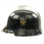Original German WWII M34 Square Dip Aluminum Fire Police Helmet with Double Decals - Feuerwehr Helmet Original Items