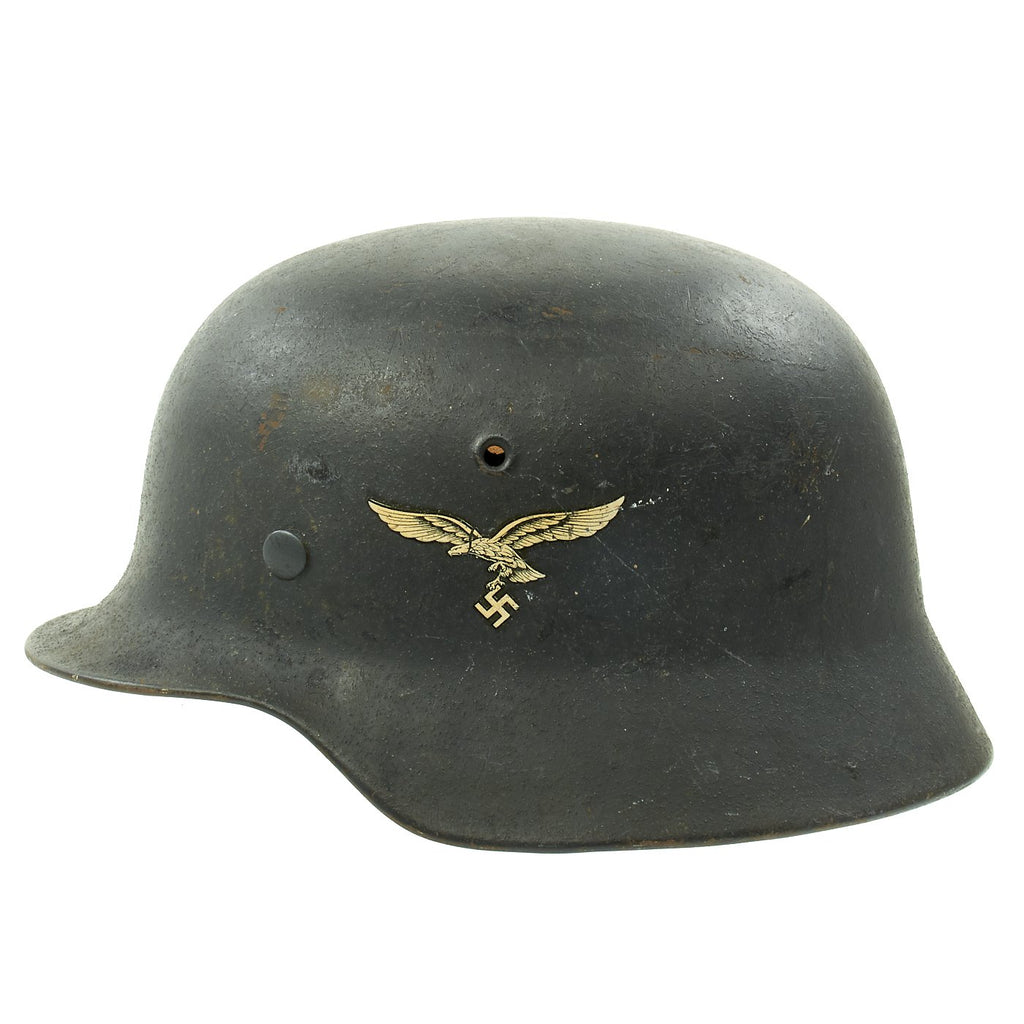 Original German WWII M40 Single Decal Luftwaffe Helmet with Textured Paint and Size 59 Liner - ET66 Original Items
