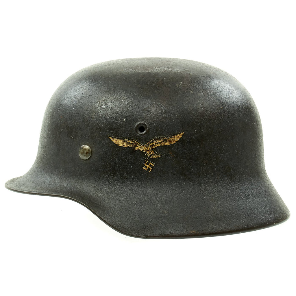 Original German WWII M40 Single Decal Luftwaffe Steel Helmet - EF64 Original Items