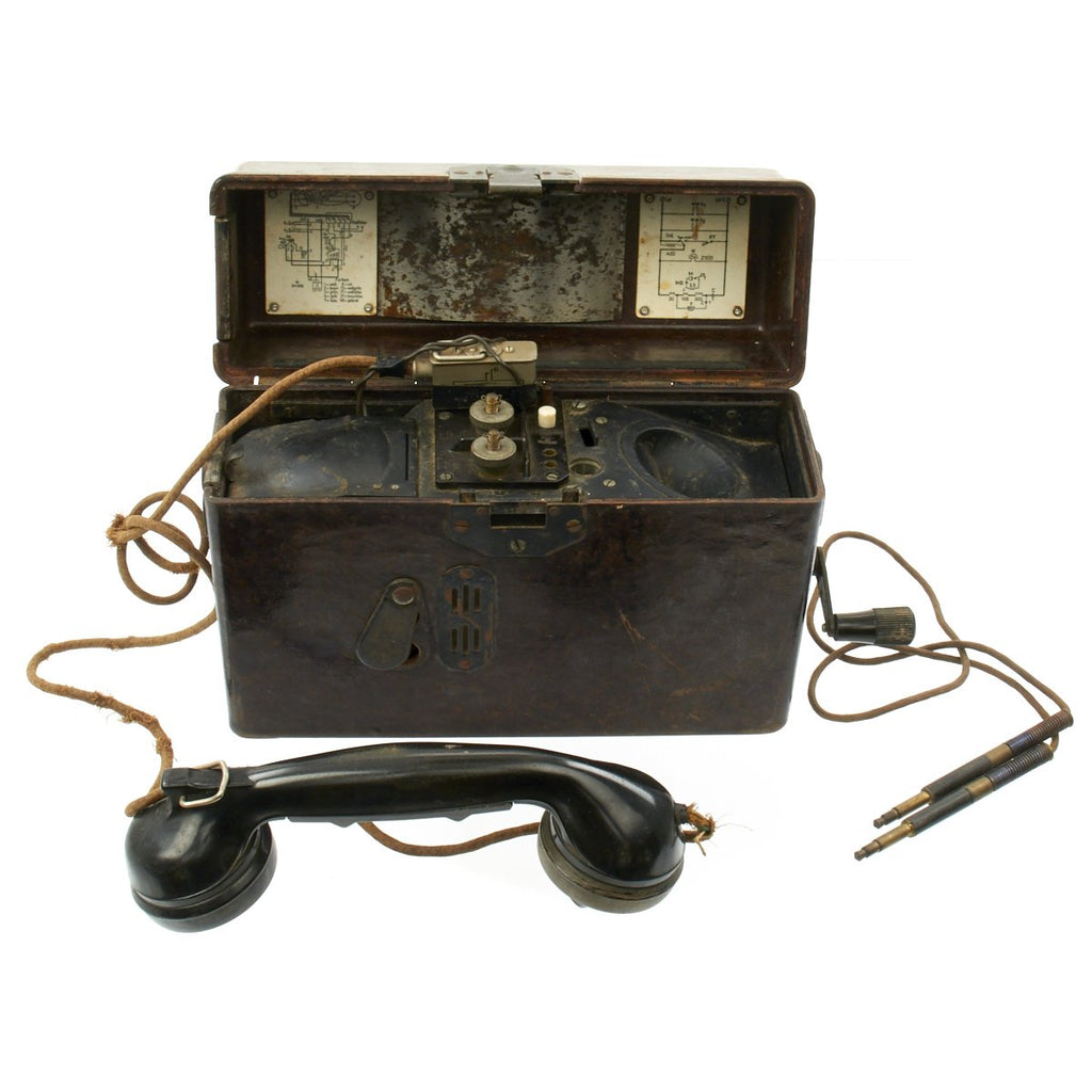 Original German WWII 1944 dated Feldfernsprecher FF 33 Field Telephone with Cable Original Items