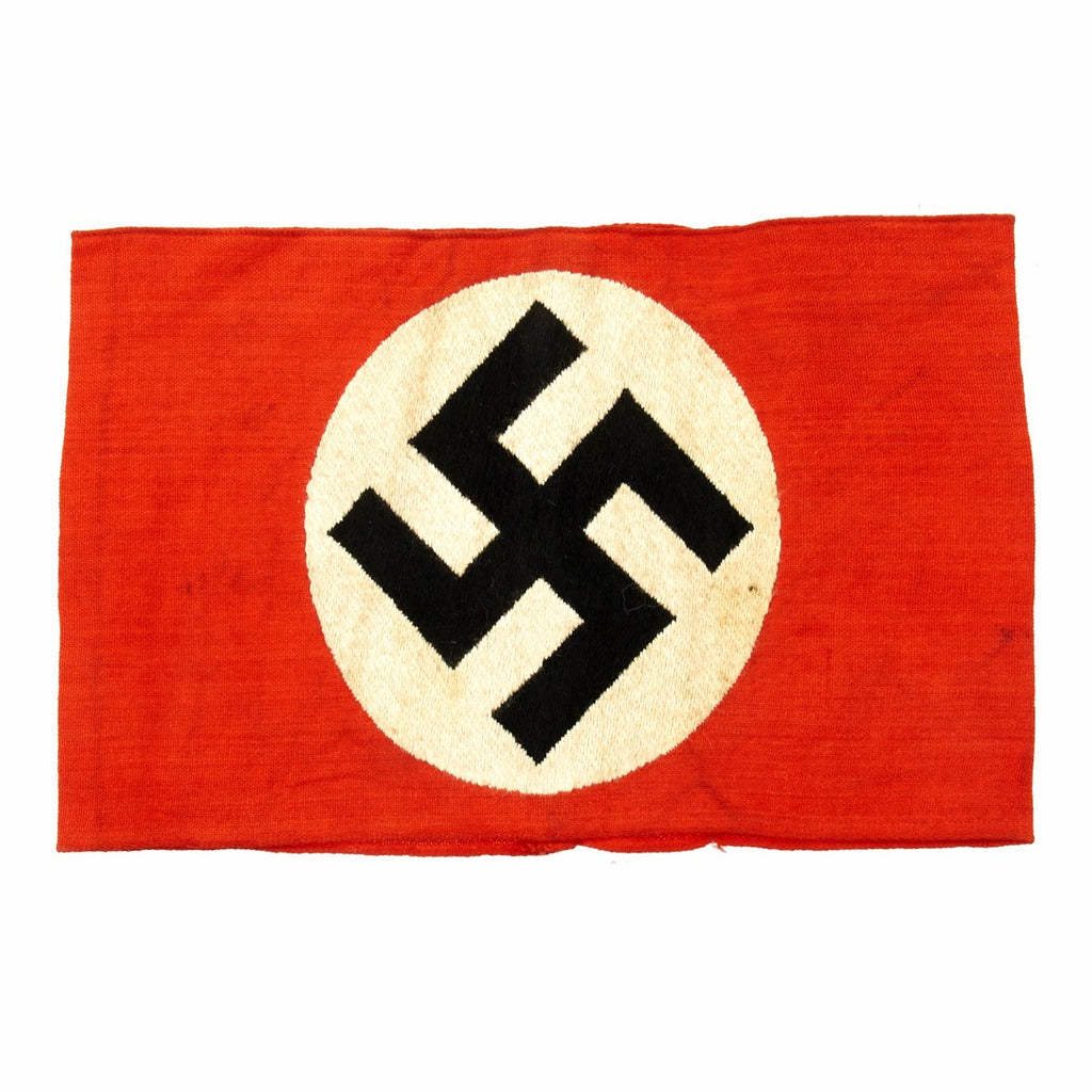 Original German WWII Embroidered Swastika SS Cotton Armband with Paper RZM Tag Original Items