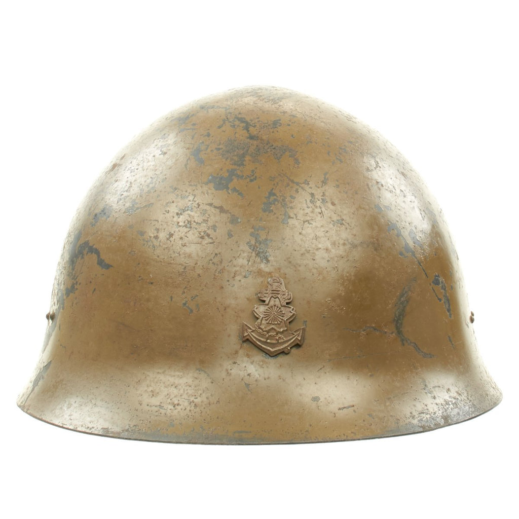 Original WWII Japanese Special Naval Landing Forces (SNLF) Helmet with Metal Badge Insignia Original Items