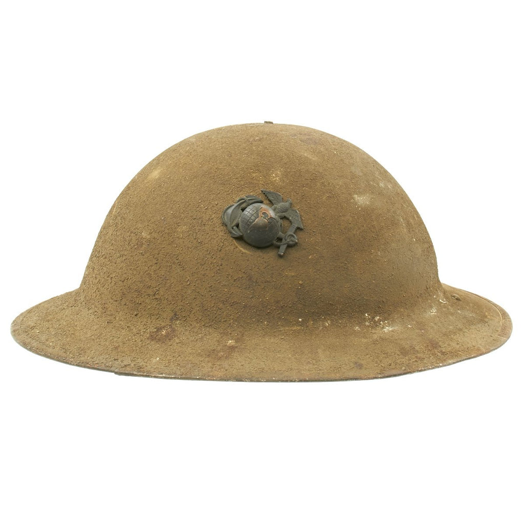 Original WWI U.S. Marine Corps M1917 Doughboy Helmet with Textured Paint Original Items