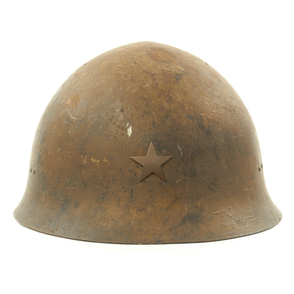Original Japanese WWII Army Combat Helmet with Complete Liner and Chinstrap - Tetsubo Original Items