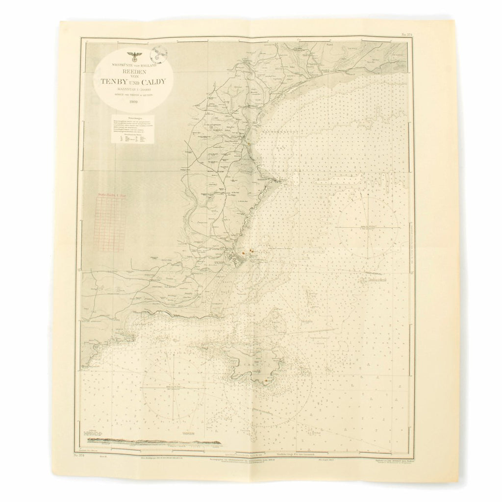 Original German WWII Kriegsmarine U-Boat Map of Tenby and Caldey Island Wales Original Items