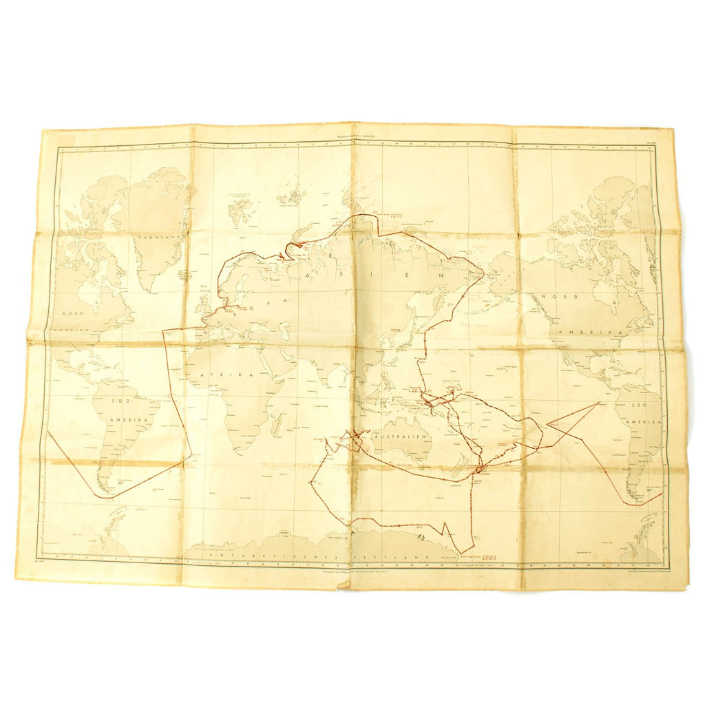 Original German WWII Navy High Command 1943 Map of the World - 50 x 35 Inches Original Items