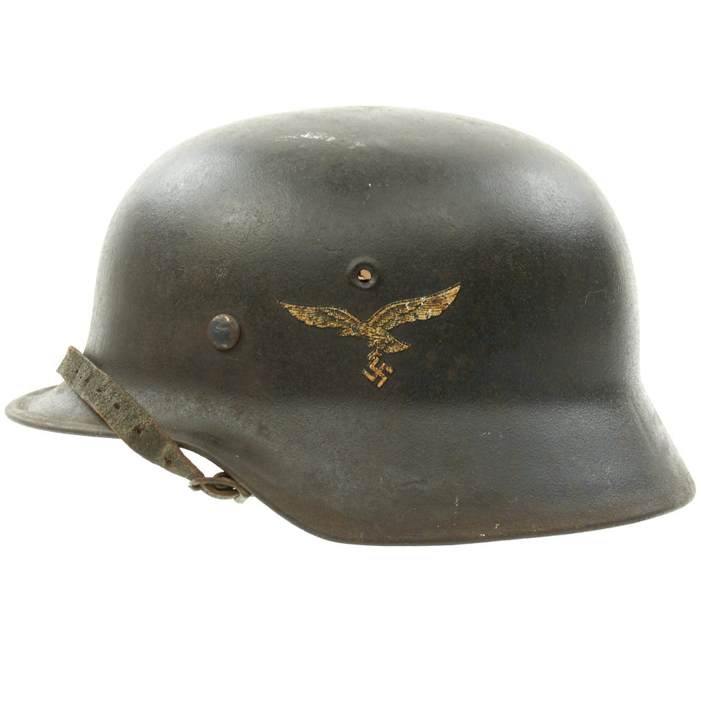 Original German WWII M40 Single Decal Luftwaffe Helmet with Size 58 Liner - EF66 Original Items