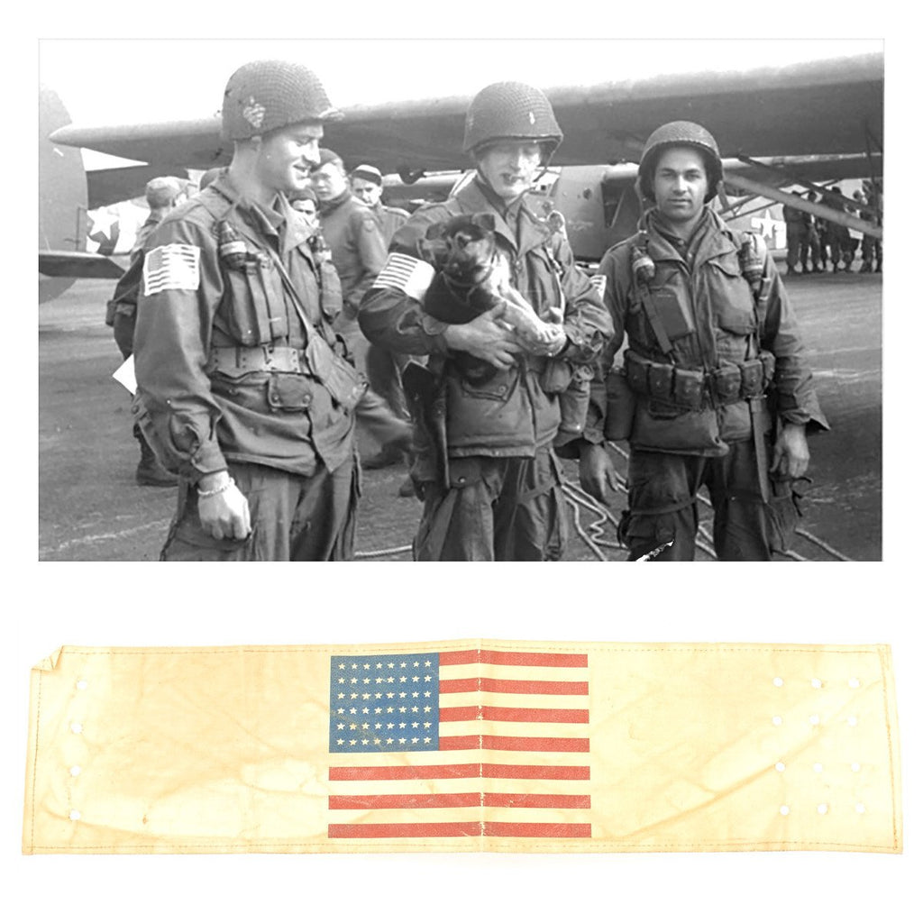 Original U.S. WWII Paratrooper D-Day Invasion American Flag Oilcloth Armband Original Items