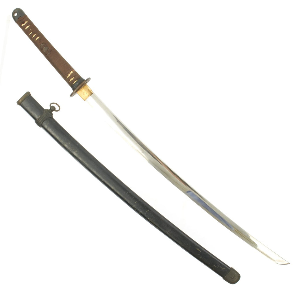 Original WWII Japanese Army Officer Shin-Gunto Katana Sword with Steel Scabbard - Dated February 1945 Original Items