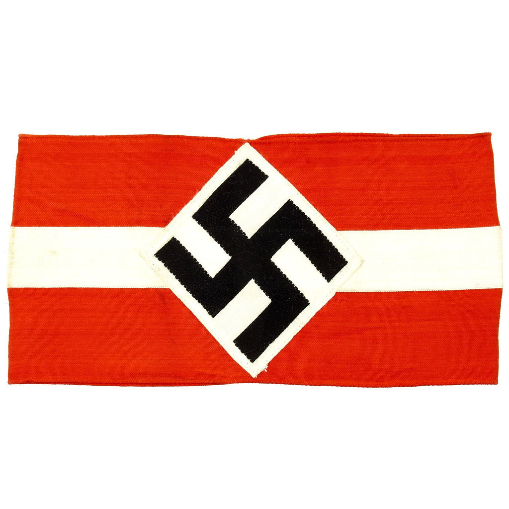 Original German WWII Hitler Youth Member Cotton Armband with Embroidered Insignia - Hitlerjugend Original Items