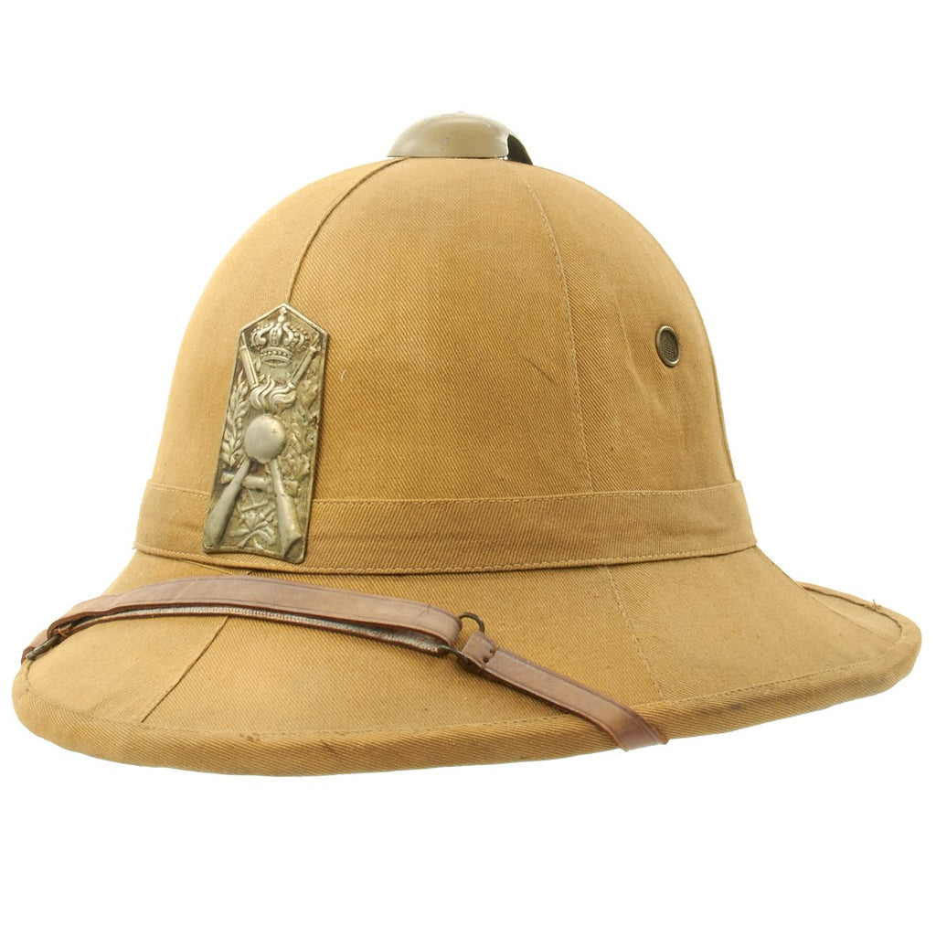 Original Italian WWII North African Campaign M1928 Tropical Sun Pith Helmet with Plate Original Items