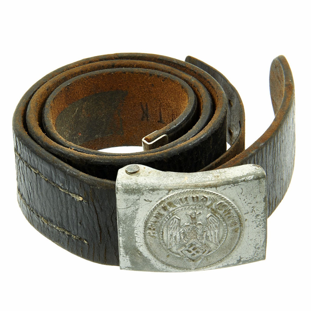 Original German WWII Hitler Youth Knife Belt with Steel Buckle by Overhoff & Cie. - RZM M4/27 Original Items