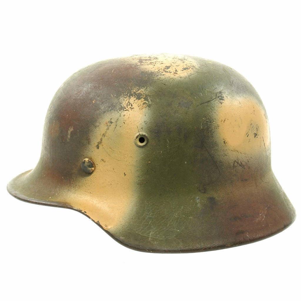 Original German WWII Luftwaffe Normandy Camouflage Overpaint Decal Helmet - EF64 Original Items