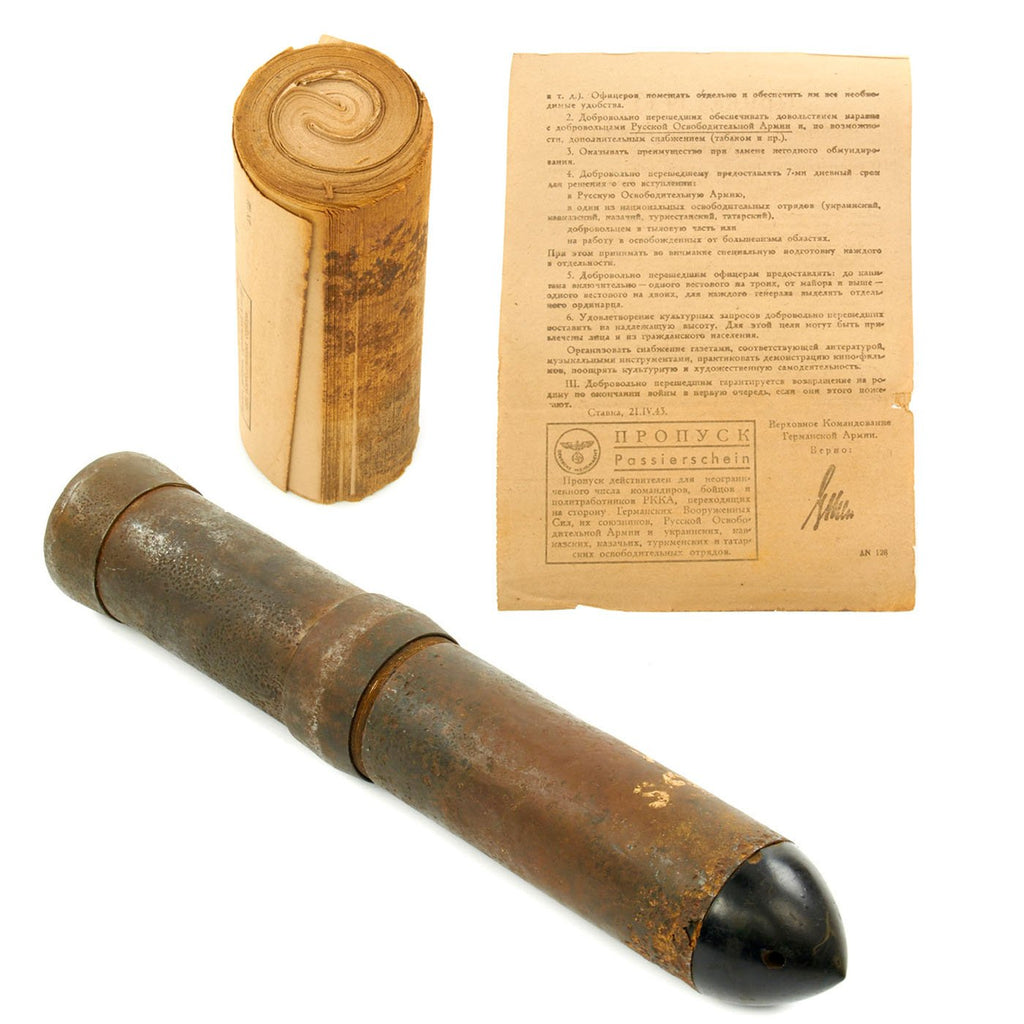 Original German WWII 7.3cm Propagandawerfer 41 Rocket with Propaganda Leaflets - Inert Original Items