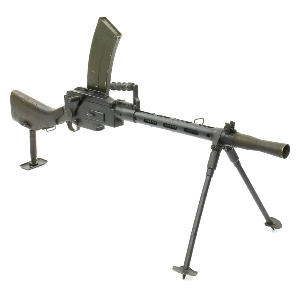 Original WWII Danish Madsen Display Light Machine Gun with Magazine and Monopod Original Items
