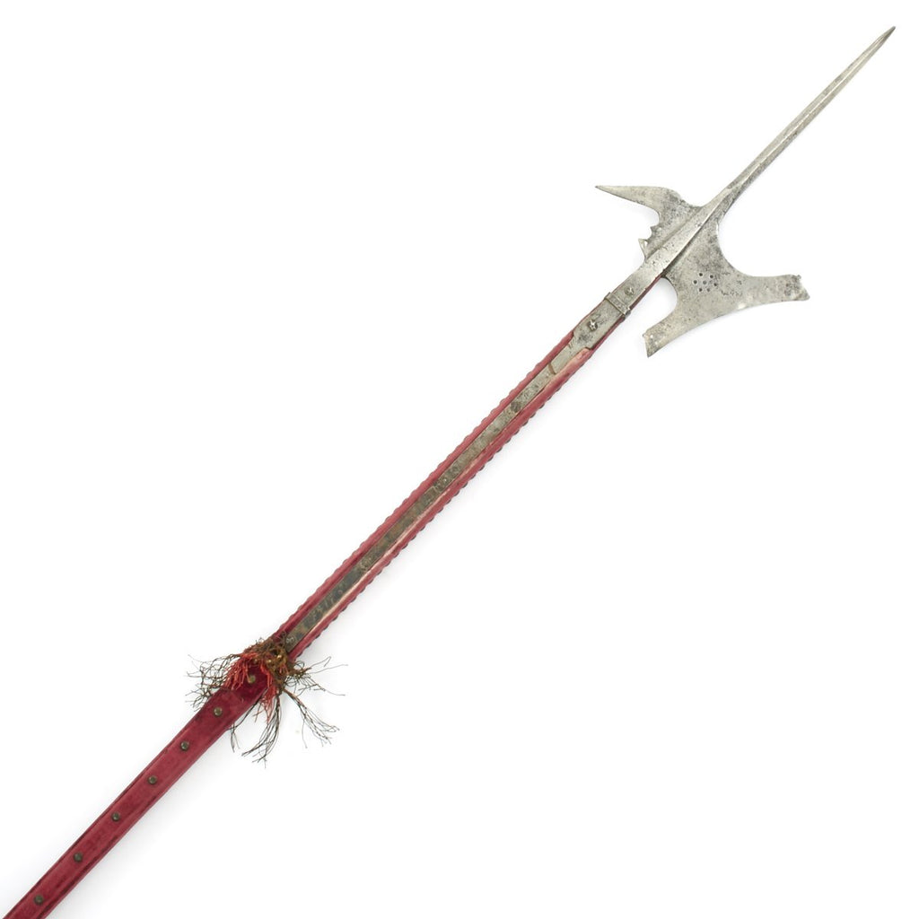 Original Late 16th Century European Decorated Halberd Pole Arm with Velvet Covering - 82 inches Long Original Items