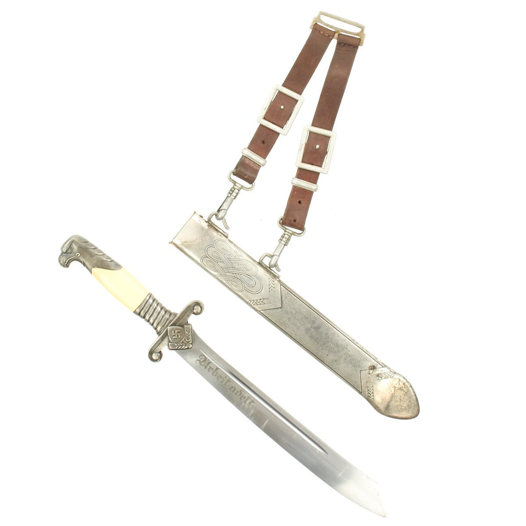 Original German WWII RAD Labor Corps M1937 Officer's Dagger by Carl Eickhorn with Belt Hanger Original Items