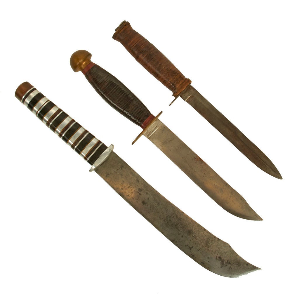 Original U.S. WWII Theater Made Fighting Knife Collection - Lot of 3 Knives Original Items