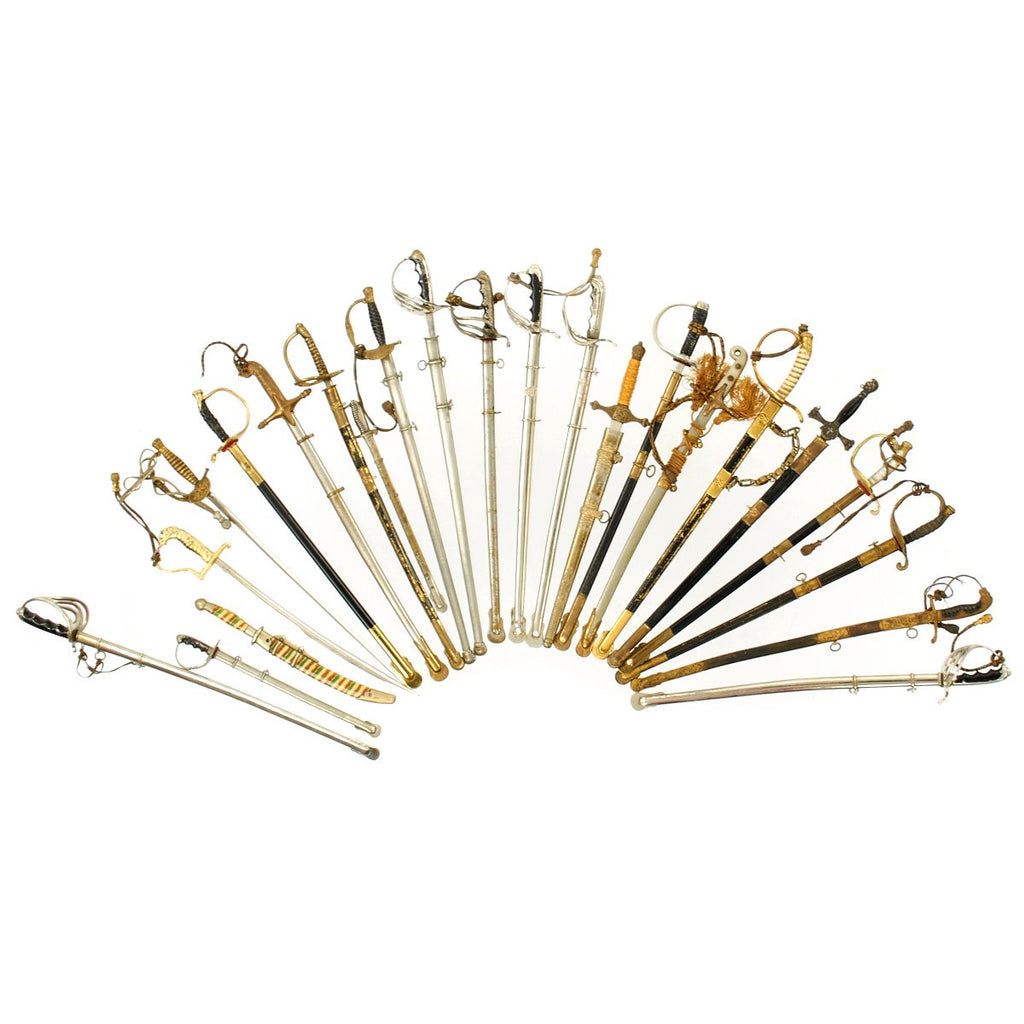 Original WWI and 19th Century High Quality Miniature Swords with Scabbards - Letter Opener Collection Original Items