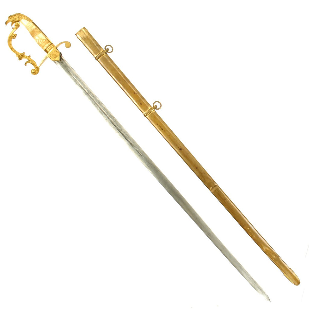 Original U.S. American Eagle Officer Sword with Carved Bone Grip - Circa 1840 Original Items