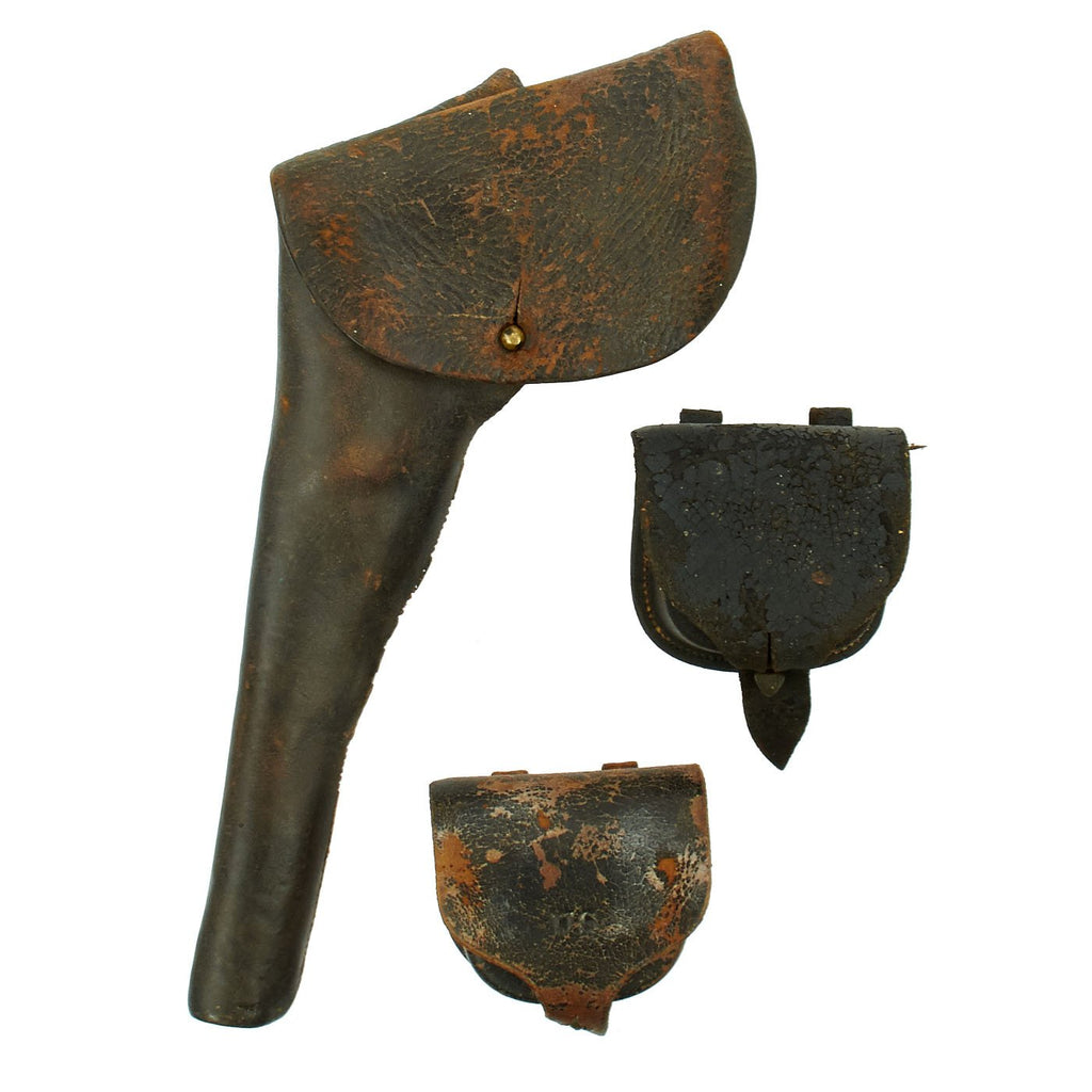 Original U.S. Civil War Leather Flap Holster for Colt Revolvers with Federal Cap Boxes Original Items