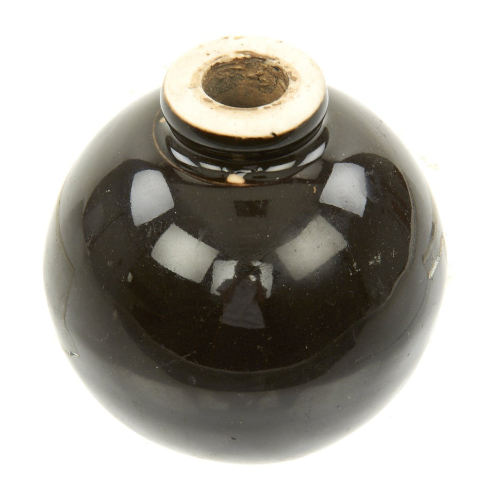 Original Japanese WWII Type 4 Ceramic Hand Grenade in Dark Brown - Inert Original Items
