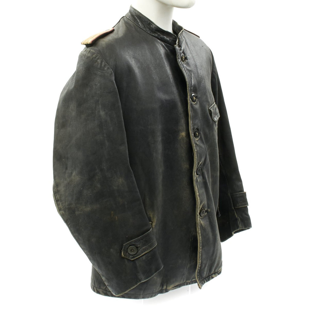 Original German WWII Panzer Officer Black Leather Jacket ...