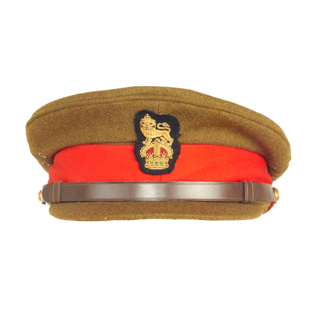 Original British WWII Royal Army Officers Green Visor Peaked Cap with Bullion Insignia Original Items