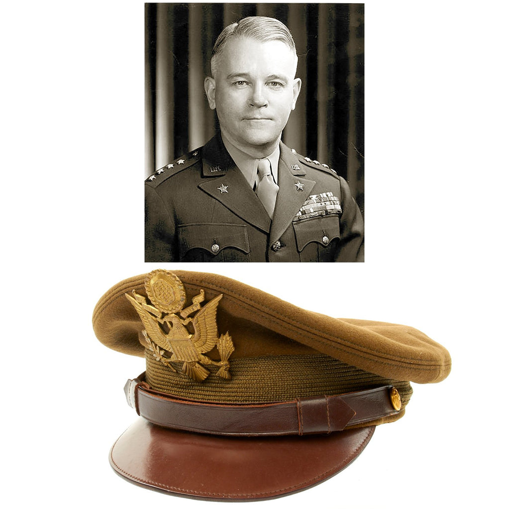 Original U.S. WWII General Joseph Lawton Collins Visor Crush Cap - Lightning Joe Original Items
