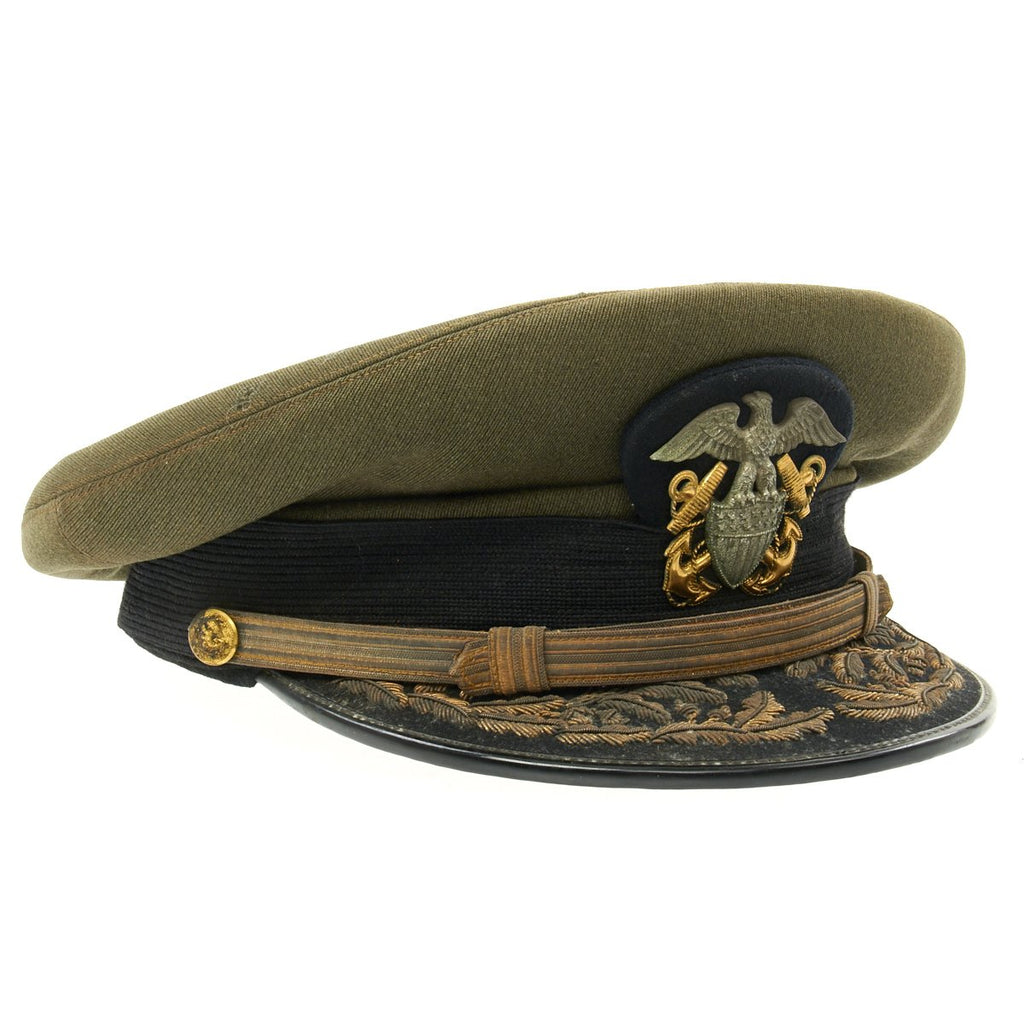 Original U.S. WWII Navy Admiral James Whitfield Peaked Visor Cap Original Items