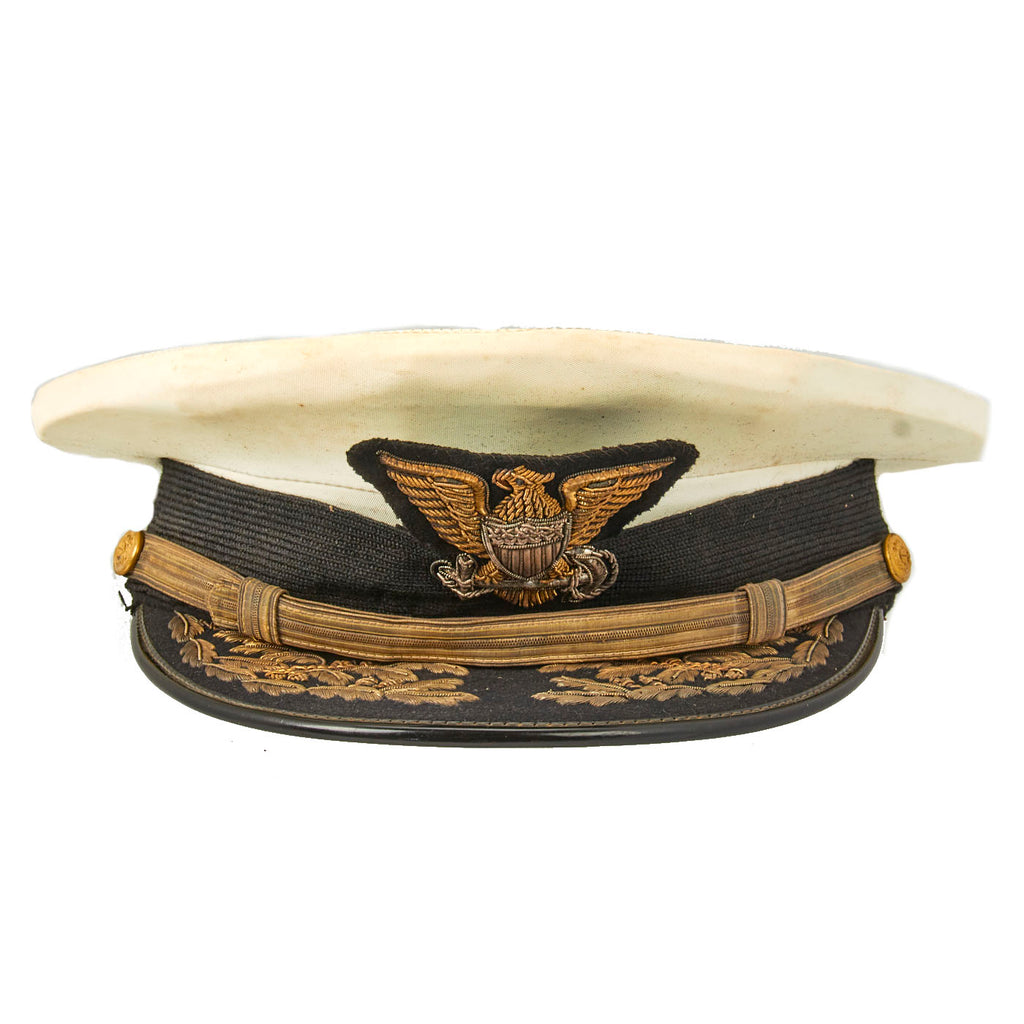 Original U.S. WWII US Coast Guard Admiral Visor Named to H.C. Moore Commander of USCGC Argo Original Items