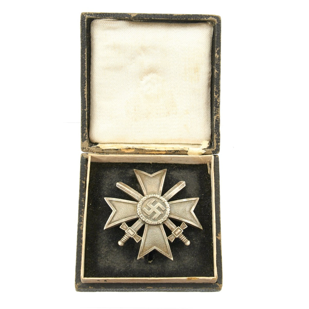 Original German WWII Vaulted War Merit Cross KvK 1st Class in Silver with Case by Wilhelm Deumer of Ludenscheid Original Items