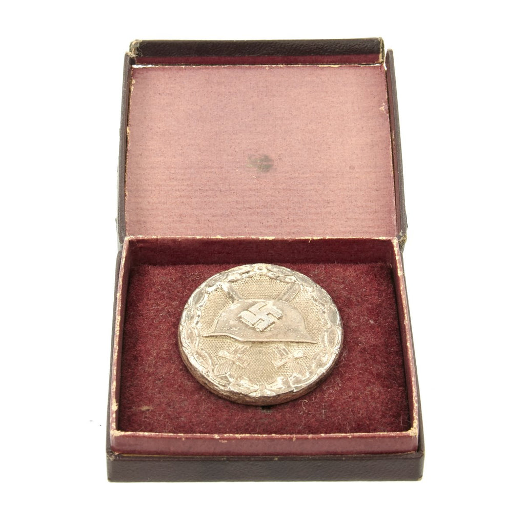 Original German WWII Silver Wound Badge by Carl Wild of Hamburg in Original Case Box Original Items