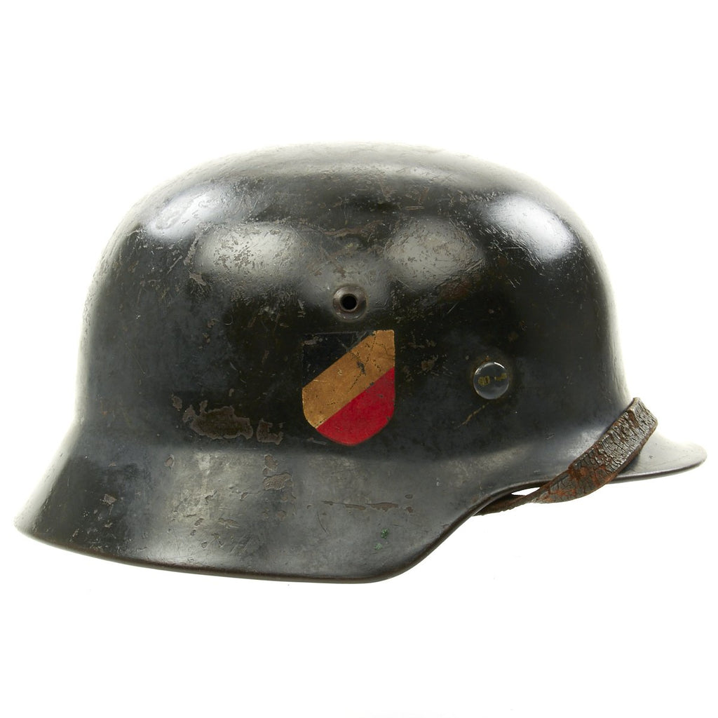 Original German WWII Luftwaffe M35 Double Decal Helmet - Marked SE64 Original Items