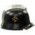 Original German Pre-WWII M34 Square Dip Early Style Fire Police Helmet with Double Decals - Size 56 Original Items