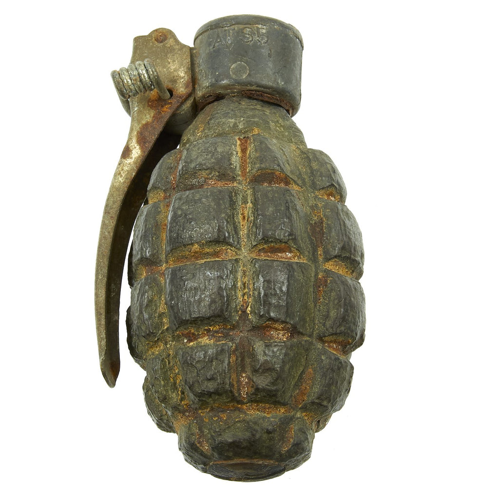 Original French WWII F1 Hand Grenade with Mle 1935 Fuze - Inert Original Items